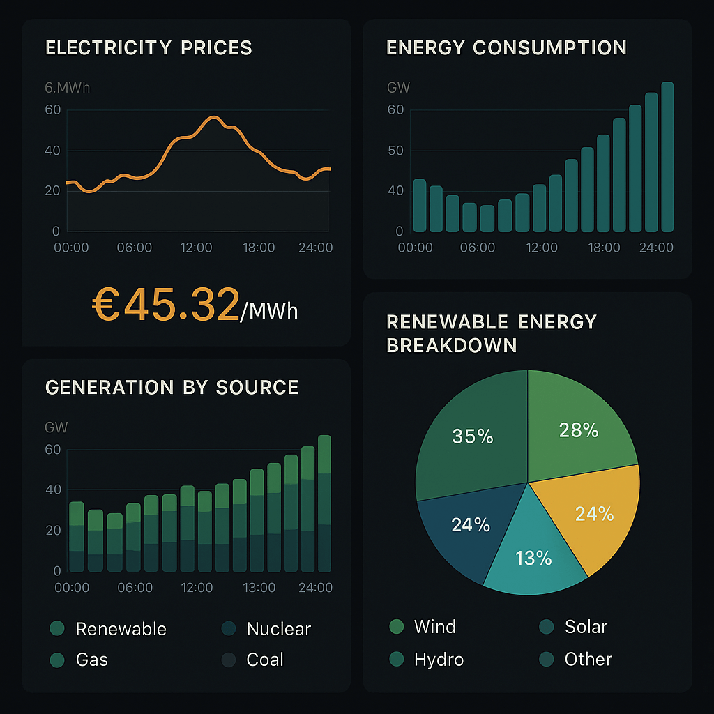 Energy market dashboard visualization